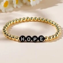 1 Miếng Tối giản Và Khác Tiếng Anh 18K Mạ vàng Đồng Hạt Của phụ nữ Vòng tay , Gấp lại , Ngày lễ Mẹ Qủa tặng , Qủa tặng - vòng tay bảng chữ cái - Xem 12