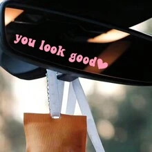 1 Stück You Look Goods Textaufkleber, Auto-innenspiegelaufkleber - Pink - Übersicht 2