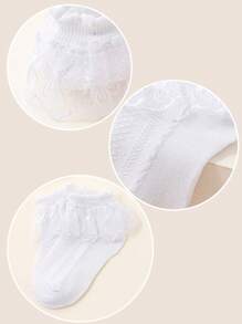 4pairs/Pack White Thin Mesh Breathable Lace Princess Style Short Socks For Girls, Spring/Summer