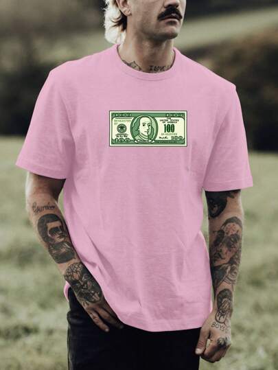 Camiseta Masculina Dólar Anime Cartoon 100% Algodão Fio 30.1