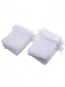 100pcs Simple Organza Drawstring Bags For Ring, Jewelry, Cosmetics Packaging And Storage - Organza Bag - View 4
