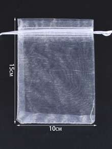 100pcs Simple Organza Drawstring Bags For Ring, Jewelry, Cosmetics Packaging And Storage - Organza Bag - View 5