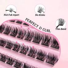 Hinarin 120串diy美睫植物卷簇狀睫毛浪漫柔美薄帶 8-16毫米混合長度裝 Diy 家居使用 - D - 查看 3