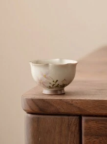 1pc Vintage Style Grayish-Green Chamomile Bud Tea Cup, Suitable For Living Room, Tea House, Restaurant