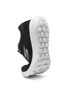 Skechers 女子田径步行鞋、休闲运动鞋跑步鞋春季增高经典款 124707-BKPK - 黑色 - 查看 3