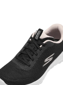 Skechers 女子田径步行鞋、休闲运动鞋跑步鞋春季增高经典款 124707-BKPK - 黑色 - 查看 4