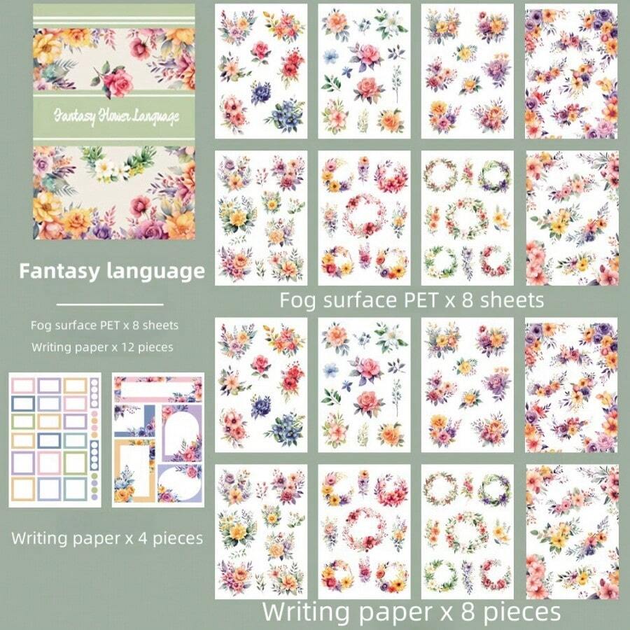 Retro Châu Âu và Châu Mỹ Nhân vật , Hoa Trang trí Thú cưng Hình dán Sách Đối với Tạp chí Và Nhật ký - ngôn ngữ hoa mộng mơ - Xem 1