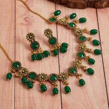 3 cái/bộ Thanh lịch Retro Hợp kim Hoa Có màu sắc Hạt Vật rủ xuống Phong cách Bohemian Bộ trang sức Thích hợp Đối với Của phụ nữ Hằng ngày Lễ cưới Mặc Quý cô Qủa tặng Phụ kiện Bộ - loại hoa - Xem 8