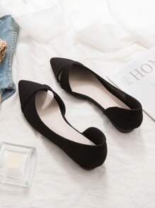 Women's Pointed Toe Flat Shoes, New Spring/Summer 2025 Models, Low Vamp Soft Bottom Side Hollow Out Fairy Style Gentle Elegant Work Shoes, Black