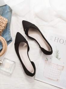 Women's Pointed Toe Flat Shoes, New Spring/Summer 2025 Models, Low Vamp Soft Bottom Side Hollow Out Fairy Style Gentle Elegant Work Shoes, Black
