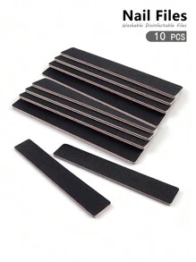 10pcs Double Sided Rectangle Shape Nail Files 100/180 Grit - Black - View 1