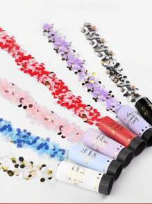 1入組迷你手持式彩帶迎賓炮,白色便攜式diy彈簧推進的五顏六色彩紙迎賓炮,適用於生日派對、婚禮和母親節家庭聚會營造氛圍道具 - 白色 - 查看 9