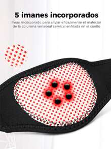 Collarín Con Imanes Pórtatil, De Tela Suave y Termico Que Alivia Problemas De Dolor y Molestias En El Cuello. - Negro - Ver 6