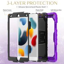 Slim Heavy Duty Shockproof Rugged Protective Case With Built-In Stand For Girls, 3-In-1 Protective Case Compatible With IPad 9th/8th/7th Generation (10.2 Inch 2021/2020/2019) - Purple - View 6