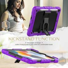 Slim Heavy Duty Shockproof Rugged Protective Case With Built-In Stand For Girls, 3-In-1 Protective Case Compatible With IPad 9th/8th/7th Generation (10.2 Inch 2021/2020/2019) - Purple - View 4