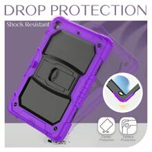 Slim Heavy Duty Shockproof Rugged Protective Case With Built-In Stand For Girls, 3-In-1 Protective Case Compatible With IPad 9th/8th/7th Generation (10.2 Inch 2021/2020/2019) - Purple - View 8