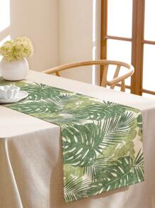 1入組極簡主義手繪熱帶植物葉紋印花亞麻桌布,適用於廚房/餐桌裝飾、鞋櫃/收納櫃蓋,全年適用桌布 - 彩色 - 查看 5
