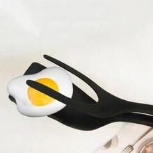 1pc 2-In-1 Handle And Flipping Shovel Pliers Egg Flipping Pliers Pancake Fish French Toast Omelet Making Is Suitable For Home Kitchen Cooking Tools Black - Multicolor - View 6