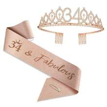 2 cái/bộ Golden Years Old 25-36th 1pc Vương miện pha lê Rhinestone + 1pc Khăn choàng Tiara Trang trí kỷ niệm sinh nhật Khăn choàng satin mừng sinh nhật Đồ dùng tiệc Băng đô cài tóc Lược chải tóc Nữ hoàng sinh nhật Băng đô cài tóc cho nữ - Nhiều màu - Xem 19