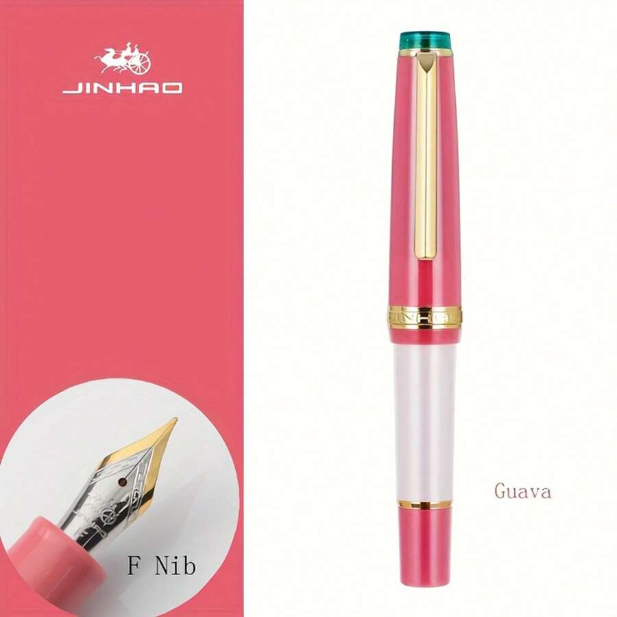 金豪1入組短精鋼鋼筆,配有水吸收器,小型辦公室禮物,便於攜帶,不含墨水,0.38mm / Ef / F三種筆尖,有8種顏色可選 - 芭樂 - 查看 1