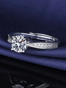 1pc Stainless Steel Four Claws Light Luxury Fashion Women Ring