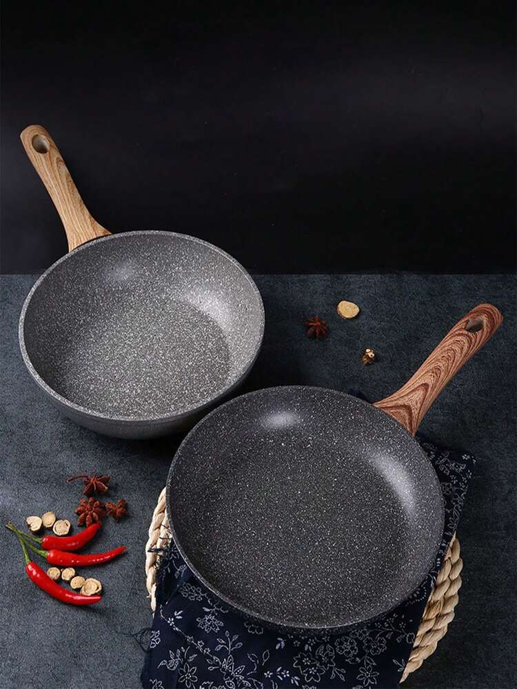 1 Black Non-Stick Frying Pan, Soup Pot, Home Cookware - Black - View 2