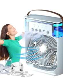 Mini Ar Condicionado Portátil Climatizador Circulador de Ar 3 Em 1 Mesa Sala Escritorio - Branco - Visão 1
