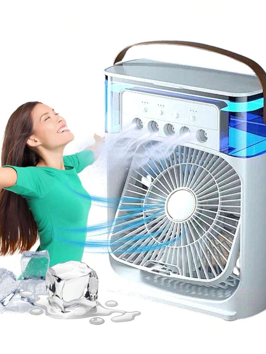 Mini Ar Condicionado Portátil Climatizador Circulador de Ar 3 Em 1 Mesa Sala Escritorio - Branco - Visão 1