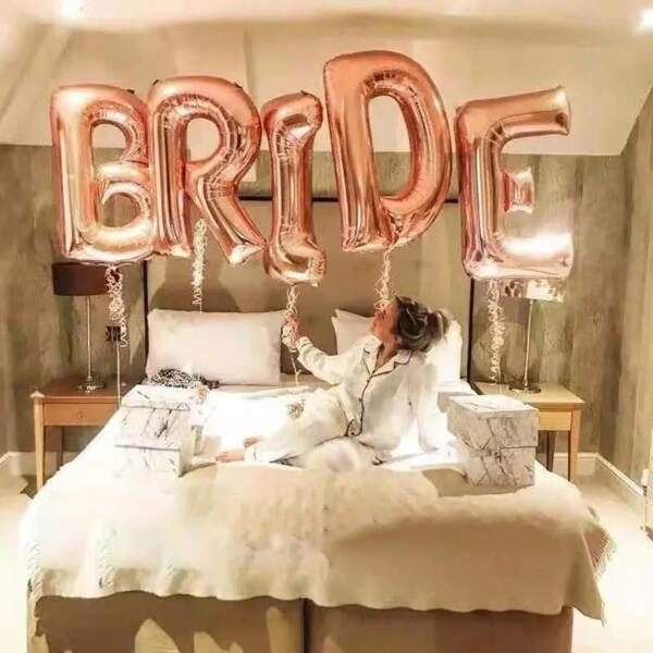 Globo de 32 pulgadas de 'Novia por Ser' decoraciones de boda en oro rosa y plata, letras de globo de novia, suministros para despedida de soltera y fiesta de novias