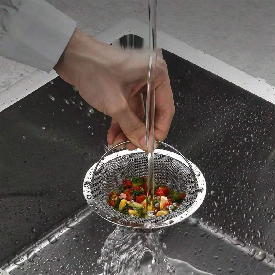 1入組廚房水槽過濾網,水槽籃過濾器和過濾網,適用於水果/蔬菜洗滌清潔 - 銀色 - 查看 1