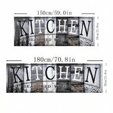 1pc Soft & Absorbent Kitchen/Living/Crystal Velvet Floor Mat With Alphabet Print, Anti-Slip/Oil/Floor Protection - Grey - View 5