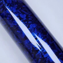 PET Covering Voiture Carrosserie High Glossy Blue Forged Carbon Fiber Warp Car Vinyl Wrap Film Adhesive Motorcycle Scooter Car - Blue - View 5