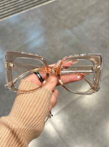 大猫眼透明镜框果冻色镜片眼镜，时尚醒目的派对装饰，更适合女性透明眼镜配件女士眼镜配件 - A - 查看 13