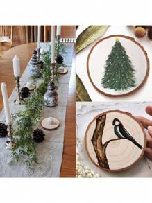 1 zestaw/10 szt. 10-12 cm okrągły kształt plaster drewna sosnowego z korą na stół, imprezy świąteczne, dekoracje ślubne, rękodzieło DIY najlepsze prezenty