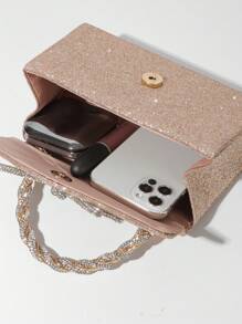 Women's Rhinestone Handbag Clutch Purse Crystal Mini Bow Knot Evening Bag Top Handle Shoulder Bag Chain Bridal Bag, Perfect For Party, Wedding, Prom, Formal Occasion, Matching With Wedding Dress, Formal Gown, Prom Dress, Birthday Dress, Party Dress