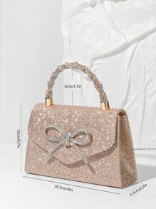 Women's Rhinestone Handbag Clutch Purse Crystal Mini Bow Knot Evening Bag Top Handle Shoulder Bag Chain Bridal Bag, Perfect For Party, Wedding, Prom, Formal Occasion, Matching With Wedding Dress, Formal Gown, Prom Dress, Birthday Dress, Party Dress