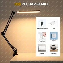 OYAJIA LED Desk Lamp, Adjustable Swing Arm Table Lamp With Clamp,Eye-Caring Architect Desk Light,Dimmable Lamp For Home Office With USB,3 Lighting Modes With 10 Brightness Levels,10W - Black - View 7