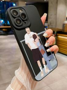 1pc Couple Series Pattern Universal Mobile Phone Case Compatible With IPhone, Compatible With , Compatible With /Compatible With , Compatible With - Black - View 3