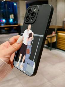 1pc Couple Series Pattern Universal Mobile Phone Case Compatible With IPhone, Compatible With , Compatible With /Compatible With , Compatible With - Black - View 5