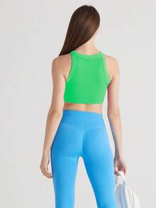 Multicolor Crop Top With - Green - View 3