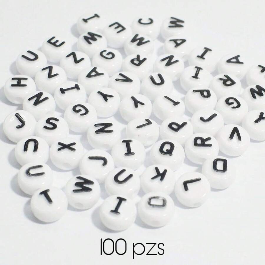 Ciento de cuentas de letras surtidas / Abecedarios completos / ciento cuatro piezas - Blanco y Negro - Ver 1