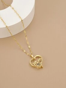 1條鑽石鑲嵌不鏽鋼心形項鍊,擁有100種語言的愛的表達,是女性浪漫禮物的不二之選 - 金黃色 - 查看 10