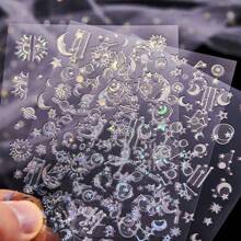 6 Tờ Hình Dán Móng Tay Hình Sao và Mặt Trăng Khổ Lớn 6 Tờ Hình Dán Móng Tay Hình Sao, Mặt Trăng, Hành Tinh Màu Bạc Hình Sao Laser Ba Chiều Tự Dính Hình Dán Móng Tay Tự Làm Thiết Kế Móng Tay Trang Trí Móng Tay Phụ Kiện Làm Móng - Bạc - Xem 6