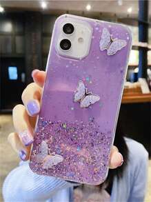 1入組INS韓國流蘇星星鑽蝴蝶珠手鍊連接透明柔軟手機殼，適用於三星Galaxy S24 Ultra S24 Plus S23 Ultra S22 Ultra S23保護殼