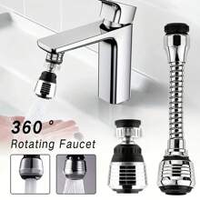 2入組家庭廚房360度旋轉水龍頭,泡沫設備,擴散器,水龍頭噴嘴過濾器,轉接器套組 - 銀色 - 查看 1