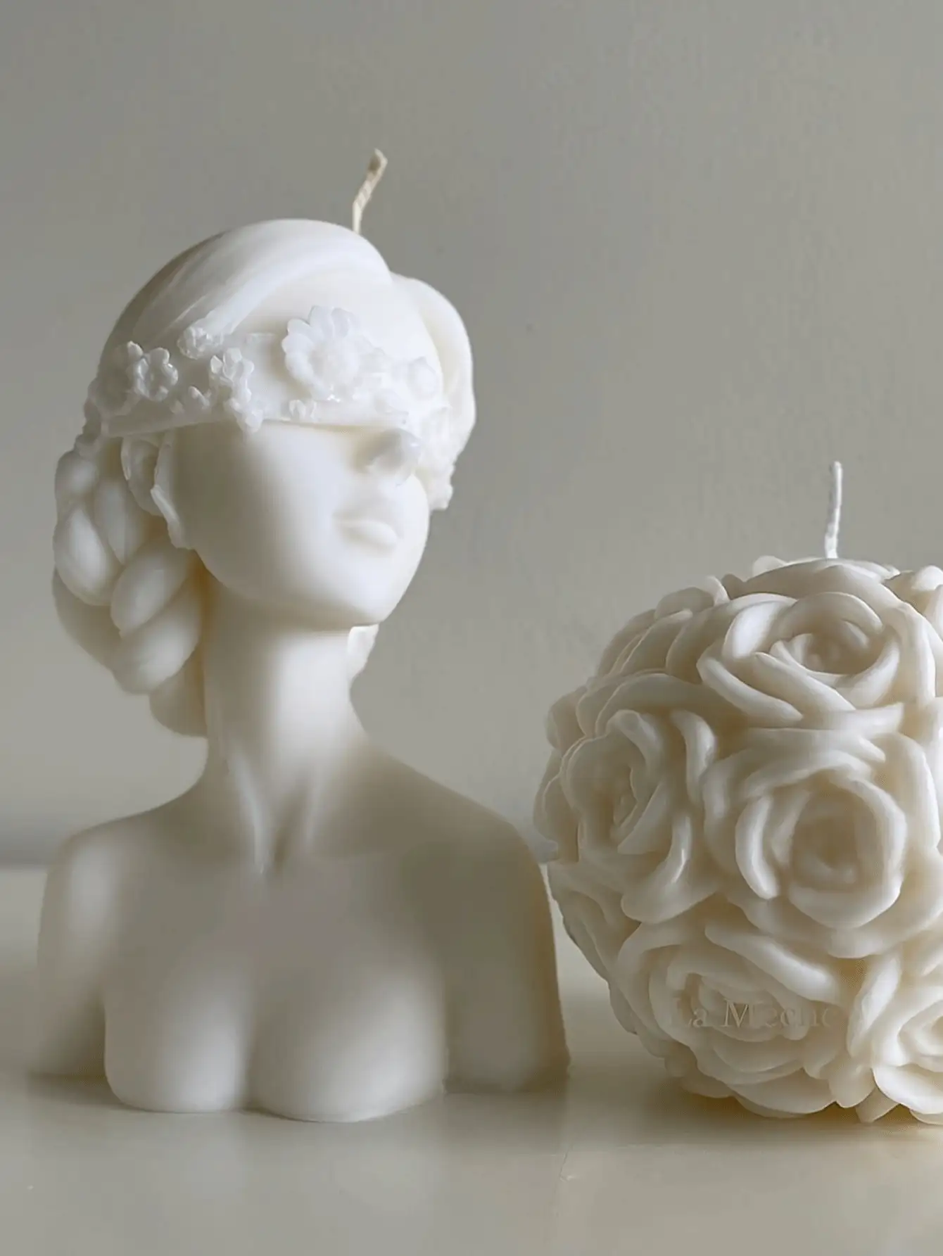 1 件 3D 蜡烛硅胶模具，闭眼和眨眼女孩造型，适用于 DIY 珠宝、石膏雕塑、香薰蜡烛、烛台、家居装饰树脂铸件 - 白色 - 查看 7