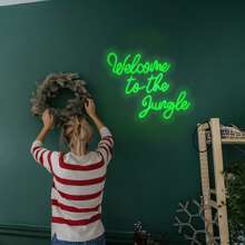 1入組“welcome To The Jungle”綠色字母led霓虹燈,usb供電,適用於臥室牆壁,房間裝飾,派對,婚禮,訂婚和掛牆燈 - 綠色 - 查看 7