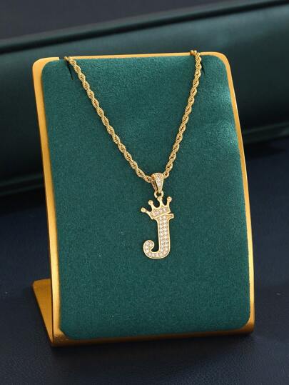 1 pieza Collar de cadena retorcida dorada con colgante de letra personalizable, adecuado para hombres, niñas y niños, gran regalo de cumpleaños