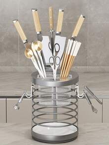 1 Miếng Phòng bếp Mặt bàn Xoay Dao Giá đỡ Với đôi đũa Hình trụ , Giá đựng dao Và Nhiều loại - trắng - Xem 9