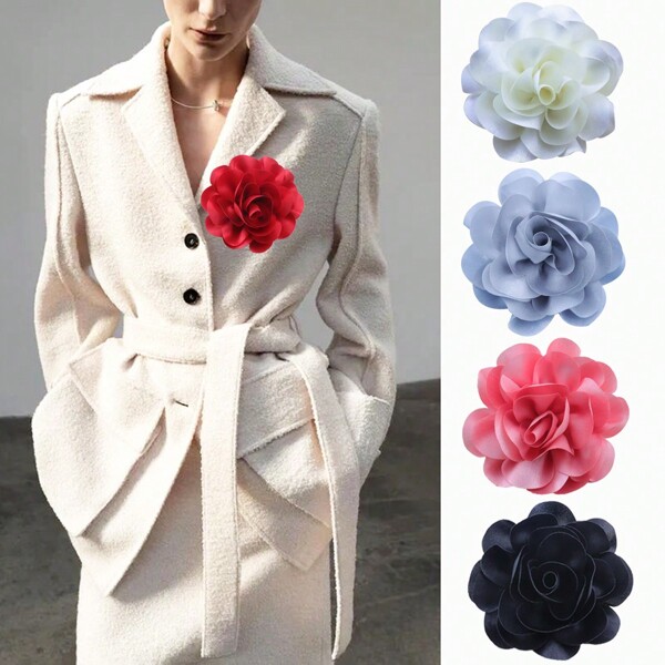 New Vintage Fabric Flower Brooches Lapel Pins For Women Fashion Wedding Party Badge Jewelry Clothing Accessories